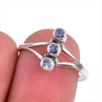 Натуральный драгоценный камень танзанит 925 пробы цельное ювелирное кольцо из стерлингового серебра размер 8 W1R65