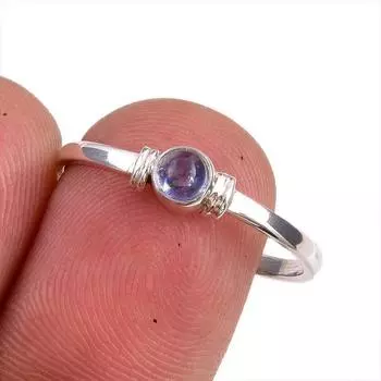 Натуральный драгоценный камень танзанит 925 пробы стерлинговое серебро ювелирное кольцо размер 8.5 l6P67