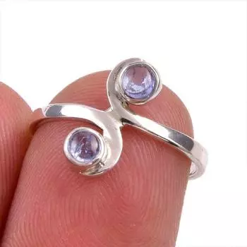 Натуральный драгоценный камень танзанит 925 пробы стерлинговое серебро ювелирное кольцо размер 6 r7v36