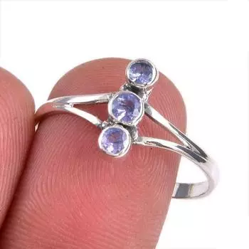 Натуральный драгоценный камень танзанит 925 пробы стерлинговое серебро ювелирное кольцо размер 10 Z2b78
