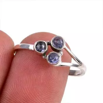 Натуральный драгоценный камень танзанит 925 пробы стерлинговое серебро ювелирное кольцо размер 8.5 G0d76