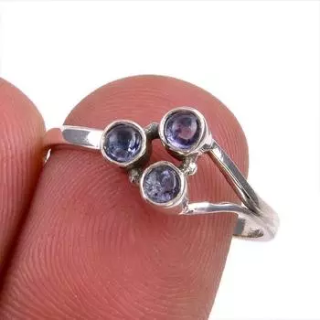 Натуральный драгоценный камень танзанит 925 пробы стерлинговое серебро ювелирное кольцо размер 8 A6V68