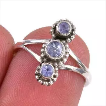 Натуральный драгоценный камень танзанит 925 пробы стерлинговое серебро ювелирное кольцо размер 5.5 D4L83