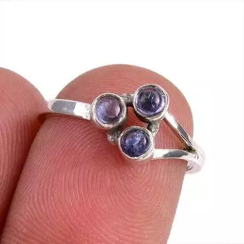 Натуральный драгоценный камень танзанит 925 пробы стерлинговое серебро ювелирное кольцо размер 5.5 a9p75