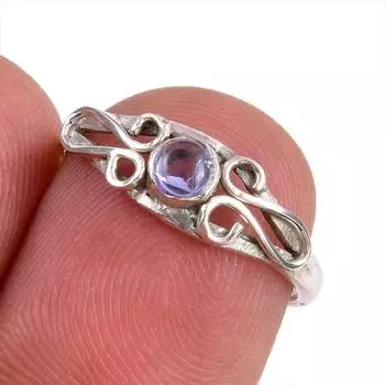 Натуральный драгоценный камень танзанит 925 пробы стерлинговое серебро ювелирное кольцо размер 5.5 H0g15