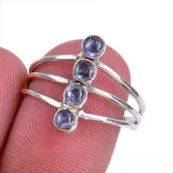 Натуральный драгоценный камень танзанит 925 пробы, ювелирное кольцо из стерлингового серебра, размер 8 t5b41