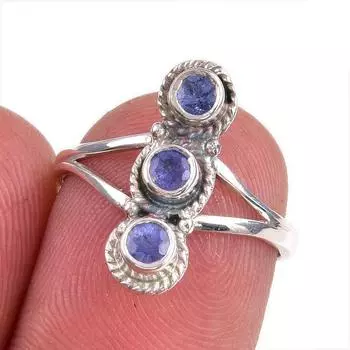 Натуральный драгоценный камень танзанит 925 пробы стерлинговое серебро ювелирное кольцо размер 6 D5k05