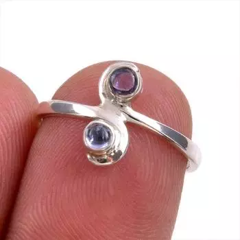 Натуральный драгоценный камень танзанит 925 пробы стерлинговое серебро ювелирное кольцо размер 6 d5v59
