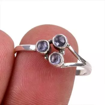 Натуральный драгоценный камень танзанит 925 пробы стерлинговое серебро ювелирное кольцо размер 9 v5q97