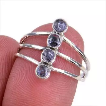 Натуральный драгоценный камень танзанит 925 пробы стерлинговое серебро ювелирное кольцо размер 7 H9R80