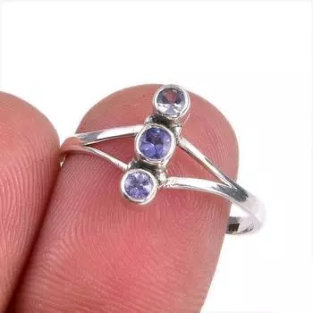 Натуральный драгоценный камень танзанит 925 пробы цельное ювелирное кольцо из стерлингового серебра размер 9 v8R14
