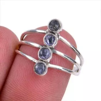 Натуральный драгоценный камень танзанит 925 пробы стерлинговое серебро ювелирное кольцо размер 7 V8O36