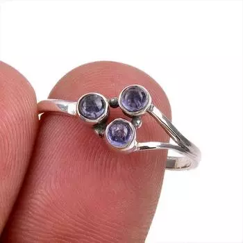 Натуральный драгоценный камень танзанит 925 пробы стерлинговое серебро ювелирное кольцо размер 9 u8A10