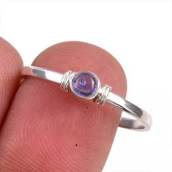 Натуральный драгоценный камень танзанит 925 пробы стерлинговое серебро ювелирное кольцо размер 8.5 a0f27