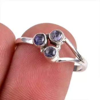 Натуральный драгоценный камень танзанит 925 пробы стерлинговое серебро ювелирное кольцо размер 7.5 W8c27