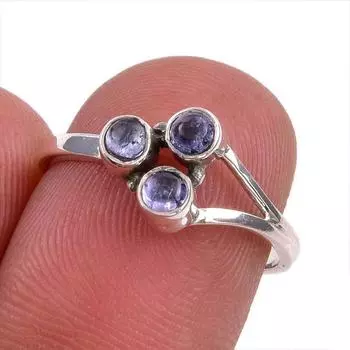 Натуральный драгоценный камень танзанит 925 пробы стерлинговое серебро ювелирное кольцо размер 6.5 e4a36