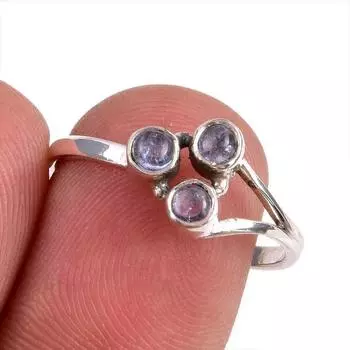 Натуральный драгоценный камень танзанит 925 пробы стерлинговое серебро ювелирное кольцо размер 7.5 t2w70