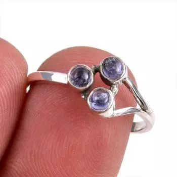 Натуральный драгоценный камень танзанит 925 пробы стерлинговое серебро ювелирное кольцо размер 7.5 I5a89