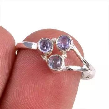 Натуральный драгоценный камень танзанит 925 пробы стерлинговое серебро ювелирное кольцо размер 6.5 n3i52