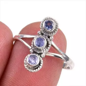 Натуральный драгоценный камень танзанит 925 пробы цельное ювелирное кольцо из стерлингового серебра размер 9 a9Q55