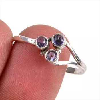 Натуральный драгоценный камень танзанит 925 пробы стерлинговое серебро ювелирное кольцо размер 9.5 r6e06
