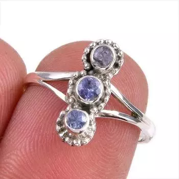 Натуральный драгоценный камень танзанит 925 пробы стерлинговое серебро ювелирное кольцо размер 7 e3r88