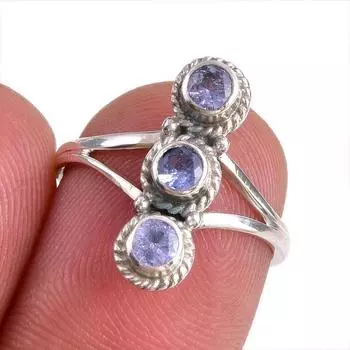Натуральный драгоценный камень танзанит 925 пробы стерлинговое серебро ювелирное кольцо размер 5.5 d4p44