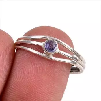 Натуральный драгоценный камень танзанит 925 пробы стерлинговое серебро ювелирное кольцо размер 8.5 K9u75