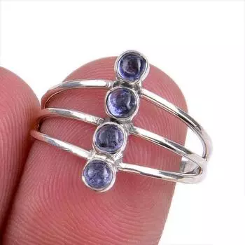 Натуральный драгоценный камень танзанит 925 пробы стерлинговое серебро ювелирное кольцо размер 8 h6R66