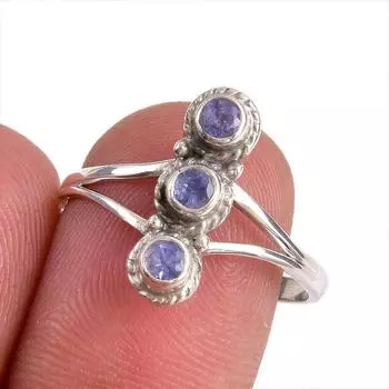 Натуральный драгоценный камень танзанит 925 пробы стерлинговое серебро ювелирное кольцо размер 9 w1u71