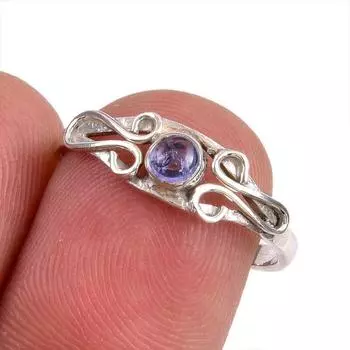 Натуральный драгоценный камень танзанит 925 пробы стерлинговое серебро ювелирное кольцо размер 6.5 M3l02