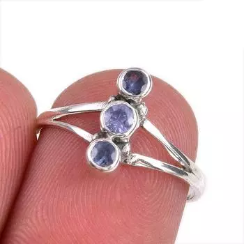 Натуральный драгоценный камень танзанит 925 пробы цельное ювелирное кольцо из стерлингового серебра размер 6 a6I48
