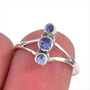 Натуральный драгоценный камень танзанит 925 пробы цельное ювелирное кольцо из стерлингового серебра размер 7 C3H85
