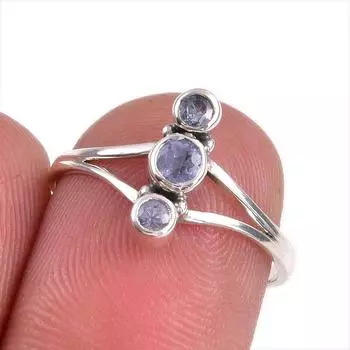 Натуральный драгоценный камень танзанит 925 пробы стерлинговое серебро ювелирное кольцо размер 7 G2Y30