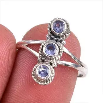 Натуральный драгоценный камень танзанит 925 пробы цельное ювелирное кольцо из стерлингового серебра размер 8 N7n90