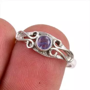 Натуральный драгоценный камень танзанит 925 пробы стерлинговое серебро ювелирное кольцо размер 6.5 H4I53