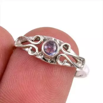 Натуральный драгоценный камень танзанит 925 пробы стерлинговое серебро ювелирное кольцо размер 7.5 S0Y51