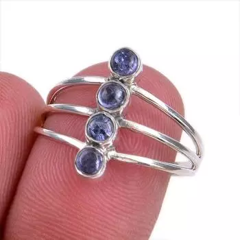 Натуральный драгоценный камень танзанит 925 пробы стерлинговое серебро ювелирное кольцо размер 8 r0O75