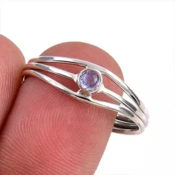 Натуральный драгоценный камень танзанит 925 пробы стерлинговое серебро ювелирное кольцо размер 9.5 N0O43