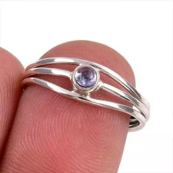 Натуральный драгоценный камень танзанит 925 пробы стерлинговое серебро ювелирное кольцо размер 6.5 P2y45