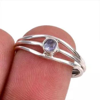 Натуральный драгоценный камень танзанит 925 пробы стерлинговое серебро ювелирное кольцо размер 7.5 A1i82