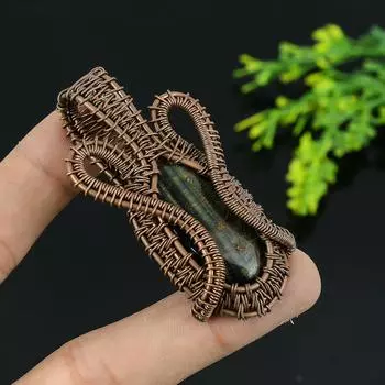 Натуральный драгоценный камень Тигровый глаз из медной проволоки ручной работы, подарочная подвеска 2,25 i8C85