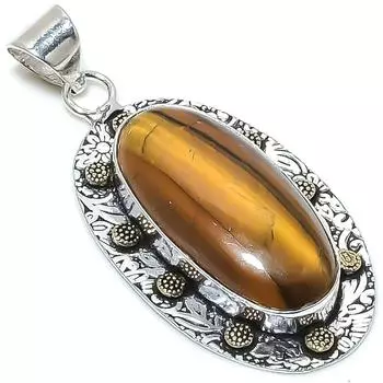 Натуральный драгоценный камень Тигровый глаз из стерлингового серебра 925 пробы, двухцветный кулон размером 2,40 дюйма K7i06