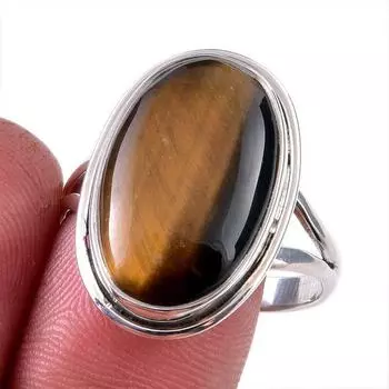 Натуральный драгоценный камень Тигровый глаз из стерлингового серебра 925 пробы, размер ювелирного кольца 10,5 i3q44