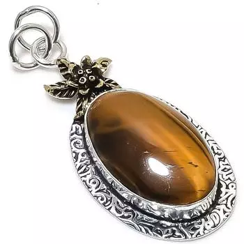 Натуральный драгоценный камень Тигровый глаз из стерлингового серебра 925 пробы, двухцветный кулон размером 2,17 дюйма M4H18