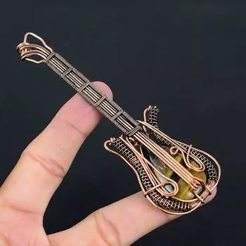 Натуральный драгоценный камень Тигровый глаз Подвеска для гитары ручной работы из медной проволоки 4,53 M7P74