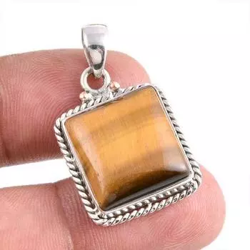 Натуральный драгоценный камень тигровый глаз ручной работы из твердого серебра 925 пробы, подарочная подвеска 1,50 дюйма W4u48