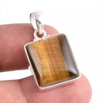 Натуральный драгоценный камень Тигровый глаз ручной работы из твердого серебра 925 пробы Подарочный кулон 1,25 дюйма c7l16