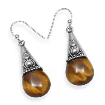 Натуральный драгоценный камень тигровый глаз, стерлинговое серебро 925 пробы, серьги ручной работы с подвесками для женщин и девочек