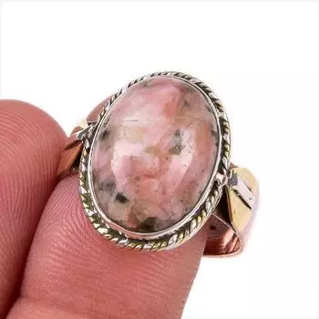 Натуральный драгоценный камень унакит из стерлингового серебра 925 пробы, подарочное двухцветное кольцо S.10 v1K43